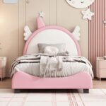 Kids Soft Bed with Crown Headboard